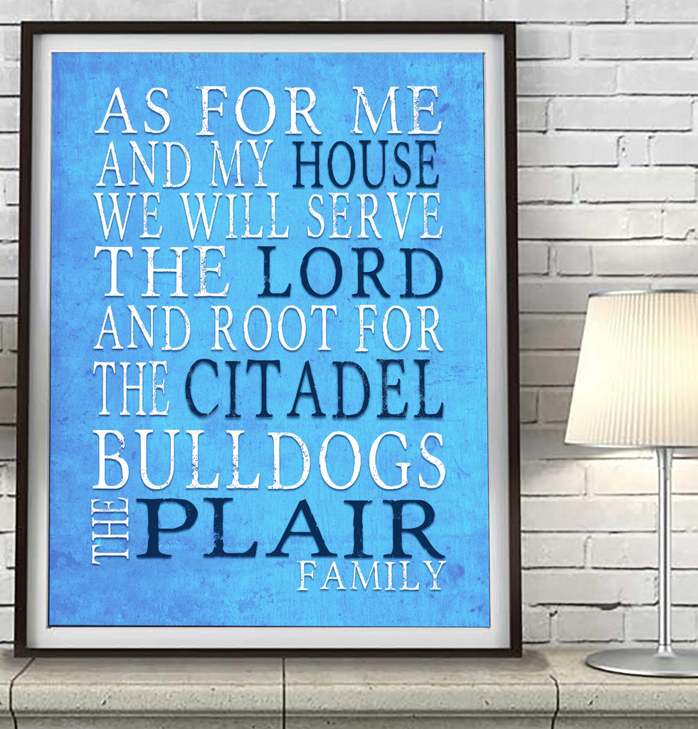 Citadel Bulldogs Personalized "As for Me" Art Print