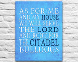 Citadel Bulldogs Personalized "As for Me" Art Print
