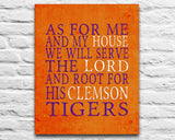 Clemson Tigers personalized "As for Me" Art Print