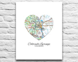 Colorado Springs Colorado Heart Map ART PRINT