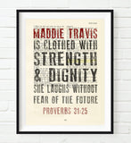 She is Clothed With Strength & Dignity-Proverbs 31:25 Personalized ART PRINT