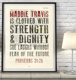 She is Clothed With Strength & Dignity-Proverbs 31:25 Personalized ART PRINT