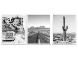 Black and White Vintage Desert Photography Prints, Set of 3, Home and Wall Decor