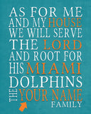 Miami Dolphins Personalized "As for Me" Art Print