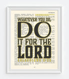 Whatever you do, do it for the Lord -Colossians 3:23- Soccer -Bible Art Print