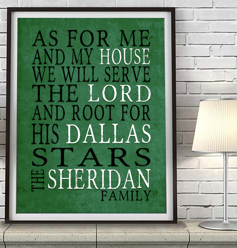Dallas Stars hockey Personalized "As for Me" Art Print