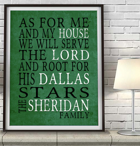 Dallas Stars hockey Personalized "As for Me" Art Print