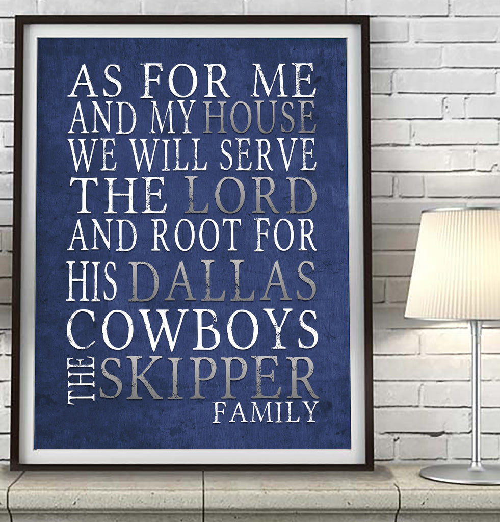 Dallas Cowboys football Personalized "As for Me" Art Print