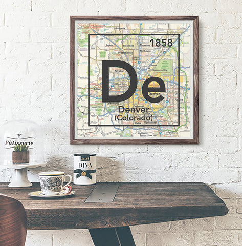 Denver Colorado De- Vintage Periodic Map ART PRINT