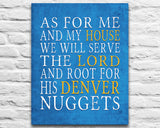 Denver Nuggets basketball Personalized "As for Me" Art Print