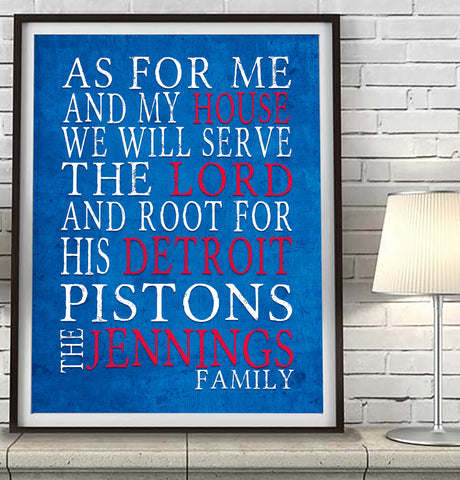 Detroit Pistons basketball  Personalized "As for Me" Art Print