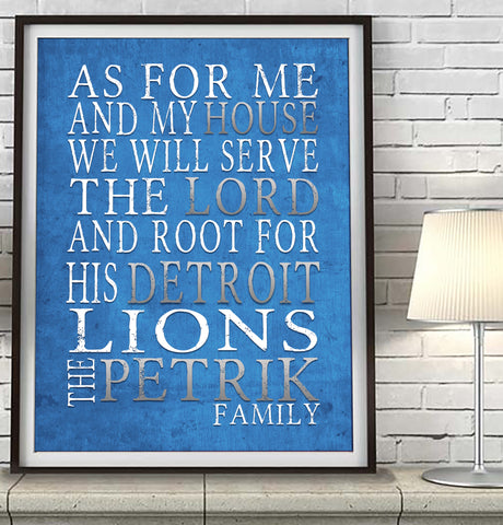 Detroit Lions football Personalized "As for Me" Art Print