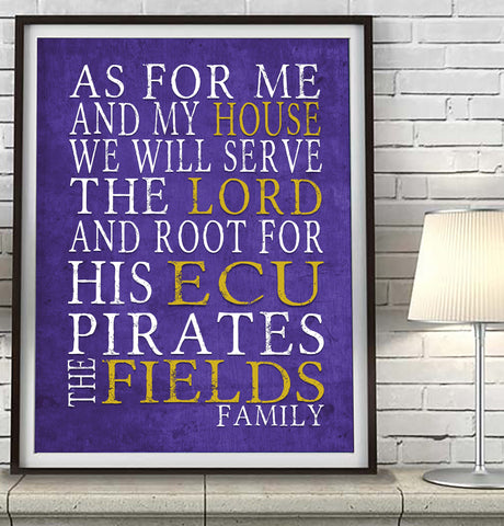 ECU Pirates East Carolina personalized "As for Me" Art Print