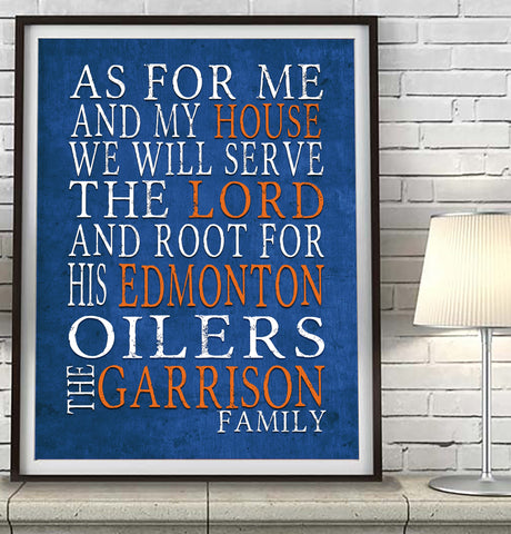 Edmonton Oilers hockey Personalized "As for Me" Art Print