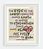 The Eyes of the Lord- 2 Chronicles 16:9 - Bible Page Art Print