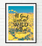 All Good Things are Wild and Free - Henry David Thoreau Quote Photography Print