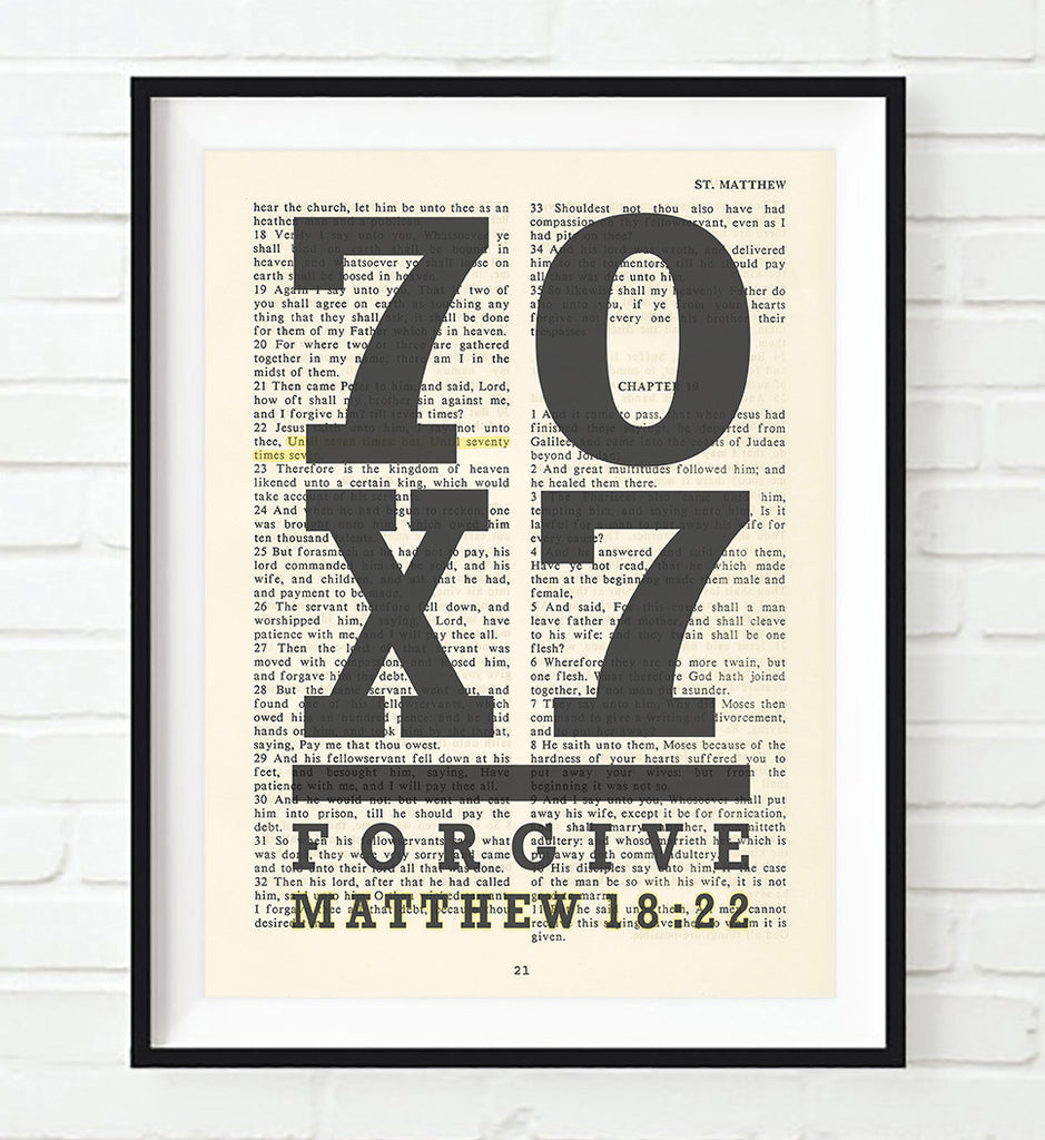 70 x 7 forgive - Matthew 18:22 - Bible Page ART PRINT