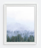 Foggy Forest Trees Mountain Landscape Fine Art Photography Prints, Set of 2