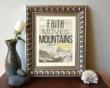 Faith Moves Mountains- Mark 11:23 Bible Page Christian ART PRINT