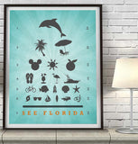 See Florida Eye Chart Art Print Poster Gift