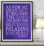 Furman Paladins personalized "As for Me" Art Print