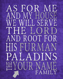 Furman Paladins personalized "As for Me" Art Print