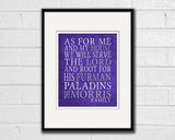 Furman Paladins personalized "As for Me" Art Print