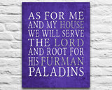 Furman Paladins personalized "As for Me" Art Print