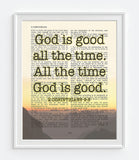 God is Good All the Time - 2 Corinthians 9:8 Bible Page Christian ART PRINT