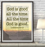 God is Good All the Time - 2 Corinthians 9:8 Bible Page Christian ART PRINT