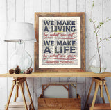 We Make A Life By What We Give - Winston Churchill Quote - Dictionary Art Print