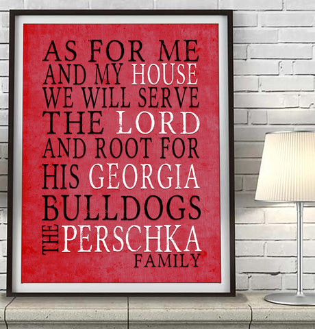 Georgia Bulldogs UGA personalized "As for Me" Art Print