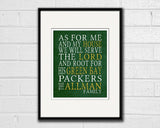 Green Bay Packers Personalized "As for Me" Art Print