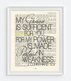 My grace is sufficient for you-2 Corinthians 12:9 Bible Page ART PRINT