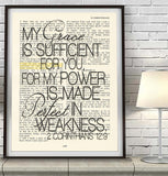 My grace is sufficient for you-2 Corinthians 12:9 Bible Page ART PRINT