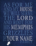 Memphis Grizzlies Personalized "As for Me" Art Print