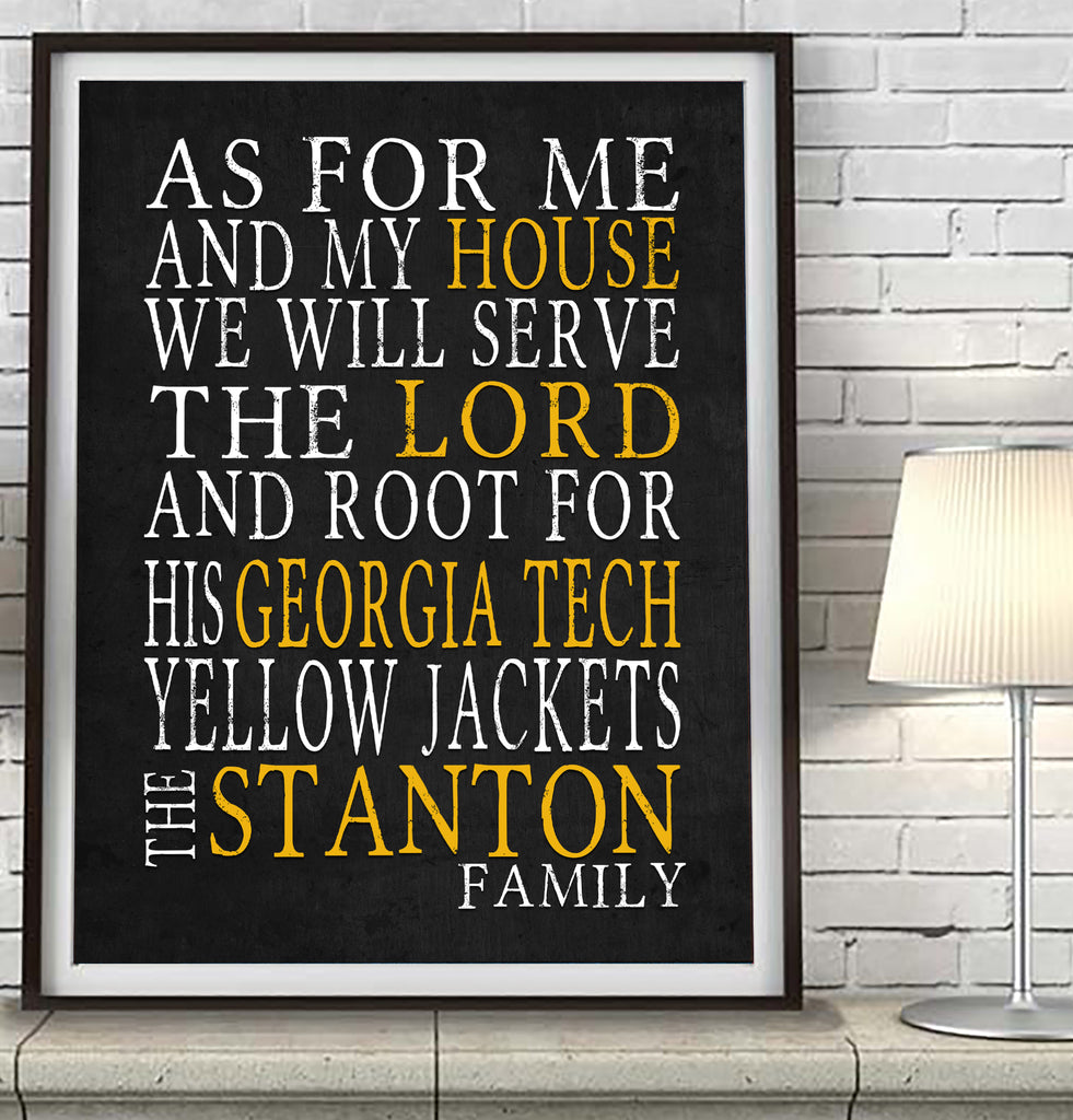 Georgia Tech Yellow Jackets personalized "As for Me" Art Print