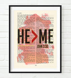 HE>ME - John 3:30 Bible Page Christian ART PRINT