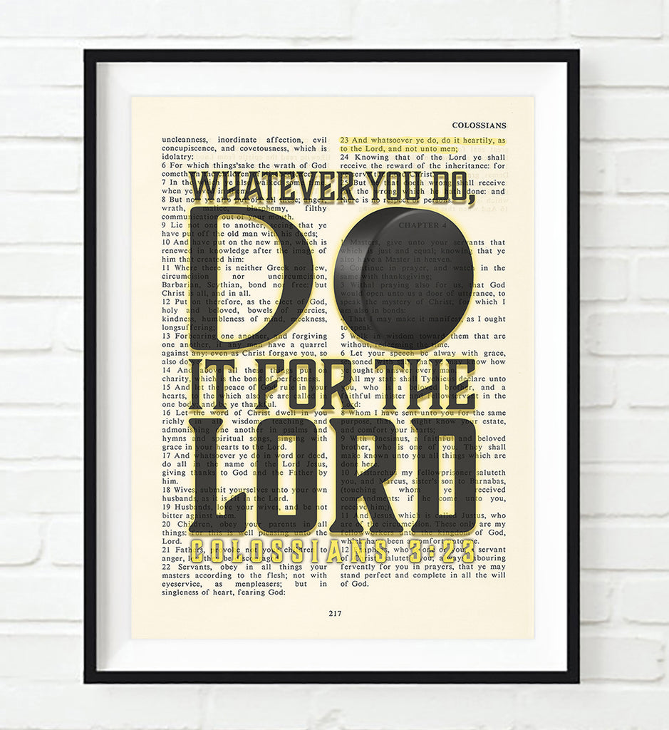 Whatever you do- Hockey- Colossians 3:23 Bible Page Christian Art Print Poster Gift