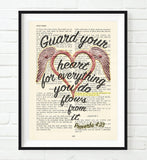 Guard your heart- Proverbs 4:23 Bible Page Christian ART PRINT