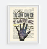 I Am the Lord Your God who Takes A Hold of Your Right Hand -Isaiah 41:13 Bible Verse Page Christian Art Print