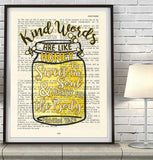 Kind words are like honey- Proverbs 16:24 Bible Page Christian ART PRINT