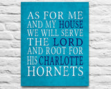 Charlotte Hornets basketball Personalized "As for Me" Art Print