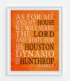 Houston Dynamo Soccer Club Personalized "As for Me and My House" Art Print