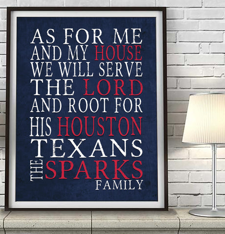 Houston Texans Personalized "As for Me" Art Print