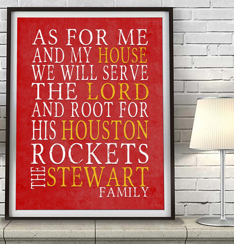 Houston Rockets basketball Personalized "As for Me" Art Print