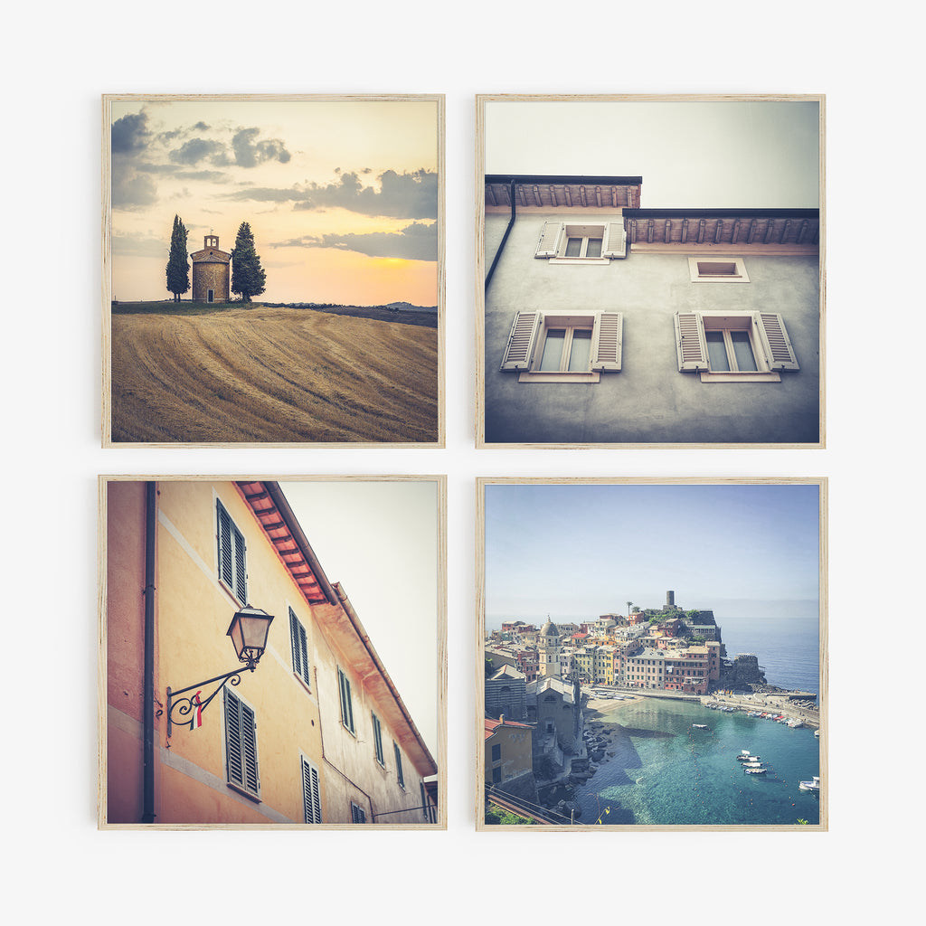 Italy Italian Themed Photography Prints, Set of 4, Home and Wall Decor
