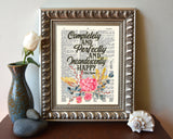 Completely and Perfectly and Incandescently Happy - Jane Austen Quote - Dictionary Art Print