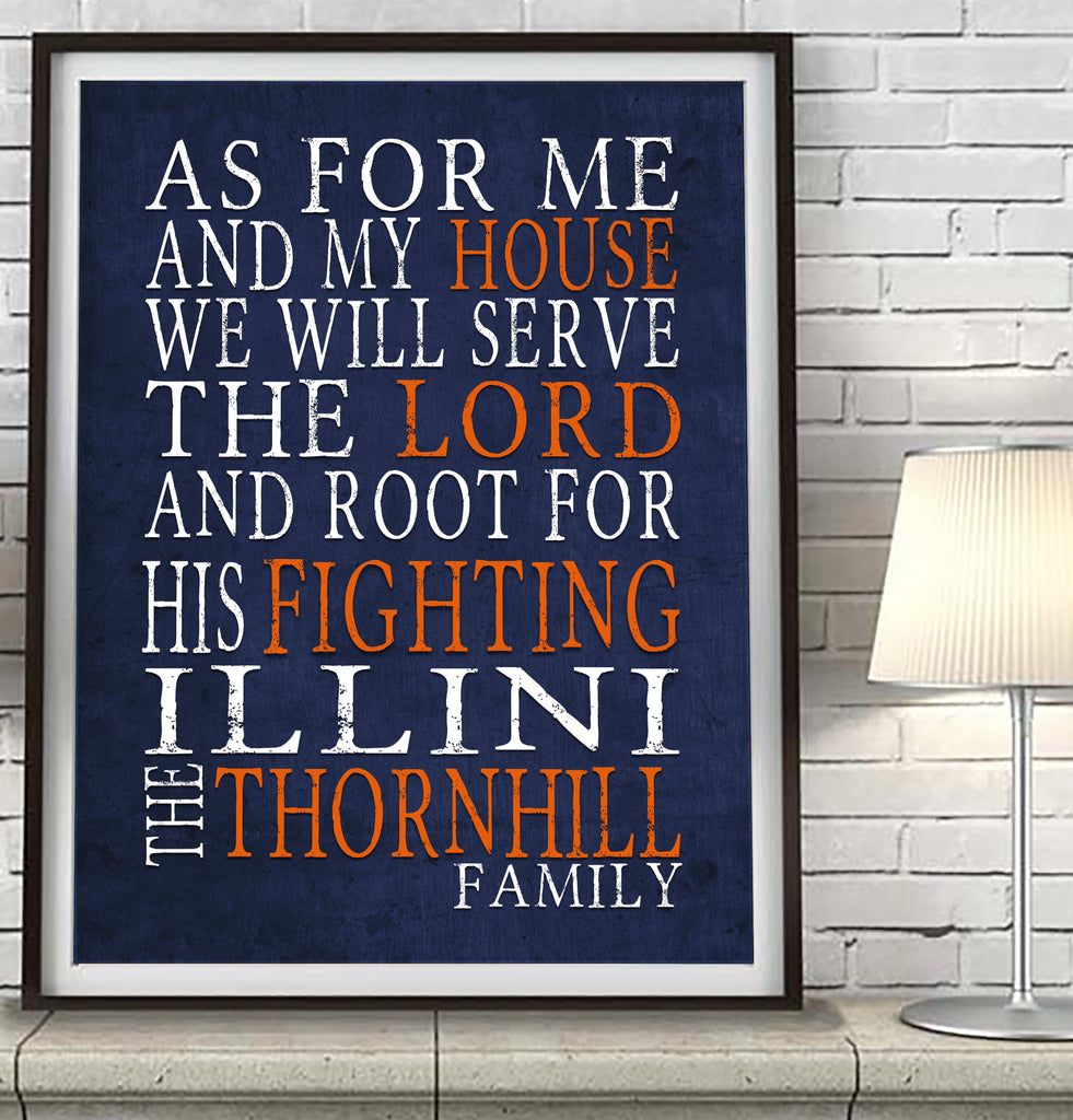 Illinois Fighting Illini personalized "As for Me" Art Print