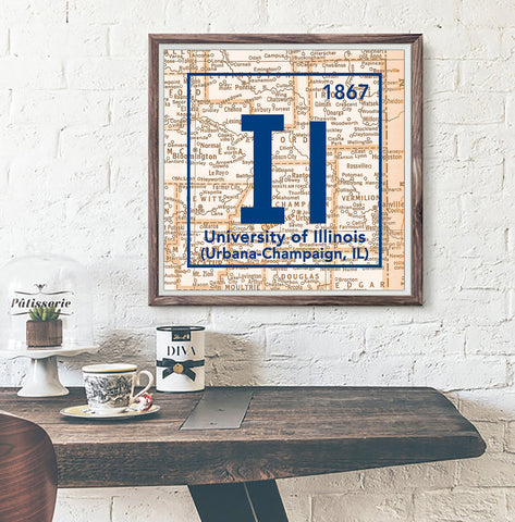 Fighting Illini- University of Illinois Urbana-Champaign Periodic Map ART PRINT